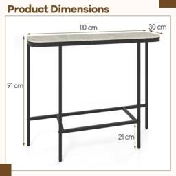 Costway Entryway Table Modern Hallway Sofa Console Table w/ Faux Marble Top in Grey - thumbnail 2
