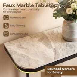 Costway Entryway Table Modern Hallway Sofa Console Table w/ Faux Marble Top in Grey - thumbnail 4