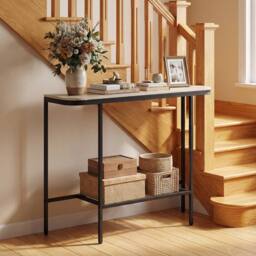 Costway Entryway Table Modern Hallway Sofa Console Table w/ Faux Marble Top in Grey - thumbnail 9