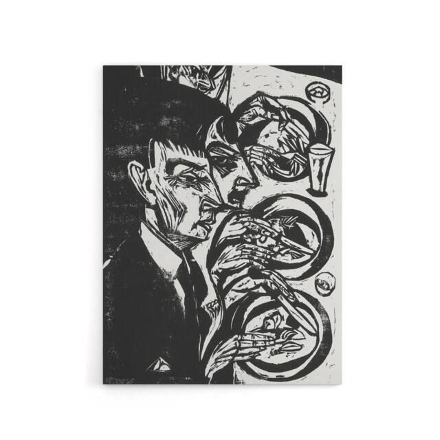 "Artery8 Anxious Nervous People at Dinner Kirchner Canvas Wall Art in Black - Size: W18"" x H24""" - image 1