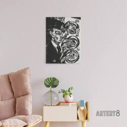 "Artery8 Anxious Nervous People at Dinner Kirchner Canvas Wall Art in Black - Size: W18"" x H24""" - thumbnail 3