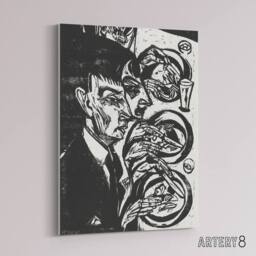 "Artery8 Anxious Nervous People at Dinner Kirchner Canvas Wall Art in Black - Size: W18"" x H24""" - thumbnail 2