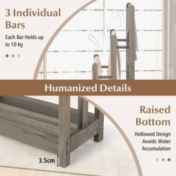 CASART Wooden Towel Rack 3-Tier Towel Rack Holder w/ Bottom Shelf Towel Stand in Grey - thumbnail 4