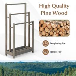 CASART Wooden Towel Rack 3-Tier Towel Rack Holder w/ Bottom Shelf Towel Stand in Grey - thumbnail 7