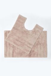 Homescapes Spa Supreme Luxury Bath Mat & Pedestal Set in Stone - thumbnail 1