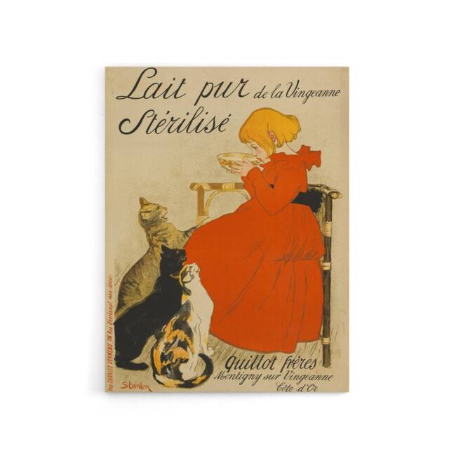 "Artery8 Steinlen Quillot Brothers French Milk Advert Canvas Wall Art Print - Size: W18"" x H24""" - image 1