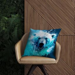 Warren Reed - Designer Polar Bear Face Splashart Outdoor Cushion in Brown - Size: 45 cm x 45 cm - thumbnail 2