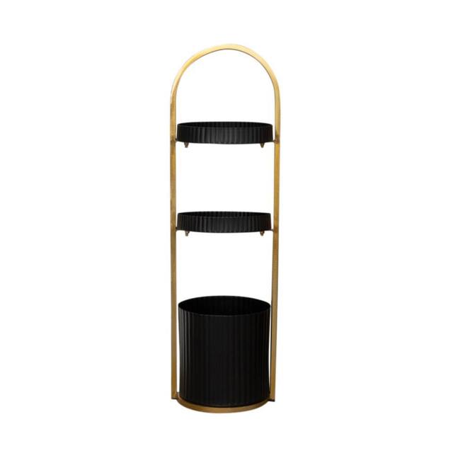 Melody Maison Gold & Black Metal 3 Tiered Storage Caddy - 25cm X 35.5cm - Size: 25 cm X 35.5 cm - image 1