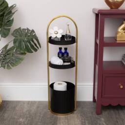 Melody Maison Gold & Black Metal 3 Tiered Storage Caddy - 25cm X 35.5cm - Size: 25 cm X 35.5 cm - thumbnail 2