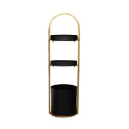 Melody Maison Gold & Black Metal 3 Tiered Storage Caddy - 25cm X 35.5cm - Size: 25 cm X 35.5 cm - thumbnail 1