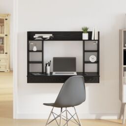 Berkfield Home Wall-Mounted Desk Black Oak 105x48x75 cm Engineered Wood - Size: 105 x 48 x 75 cm - thumbnail 1