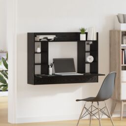 Berkfield Home Wall-Mounted Desk Black Oak 105x48x75 cm Engineered Wood - Size: 105 x 48 x 75 cm - thumbnail 4