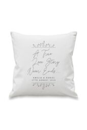 Personalised Memento Company Personalised True Love Story White Cushion - Size: 40 cm x 40 cm