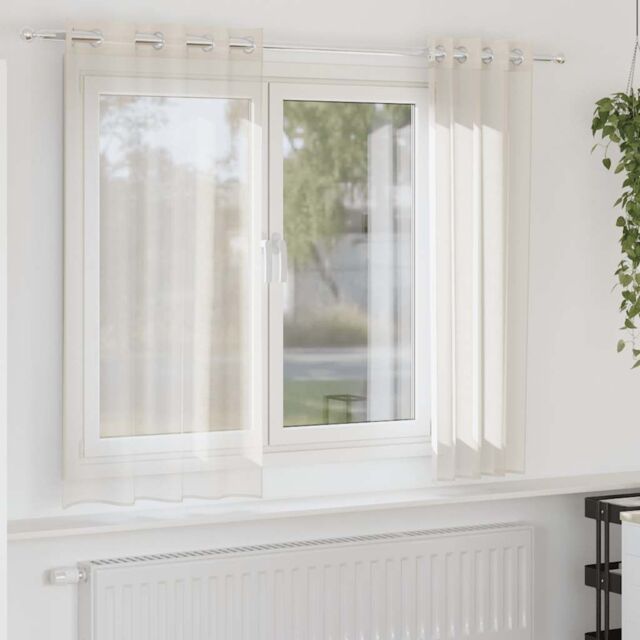 Berkfield Home Voile Curtains with Grommets 2 pcs Cream 140x175 cm - image 1