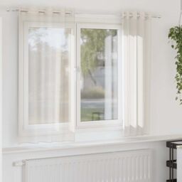 Berkfield Home Voile Curtains with Grommets 2 pcs Cream 140x175 cm - thumbnail 1