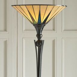 Loops 1.7m Tiffany Uplight Floor Lamp Black & Multi Colour Stained Glass Shade i00010 - thumbnail 3