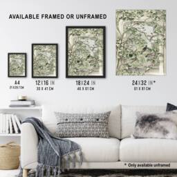 Artery8 Aviary with Fourteen Birds Schouman Framed Wall Art Print in Green - Size: A4 - thumbnail 3