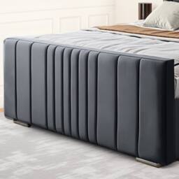 UK Bed Furniture Balmoral Wingback Upholstered Bed with 48 Inch Headboard Slatted Base in Charcoal - Size: King - thumbnail 3