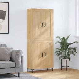 Berkfield Home Highboard Sonoma Oak 69.5x34x180 cm Engineered Wood in Light Tan - thumbnail 2