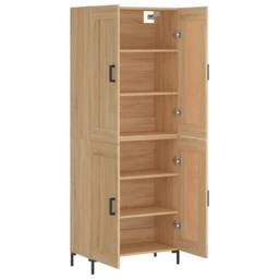 Berkfield Home Highboard Sonoma Oak 69.5x34x180 cm Engineered Wood in Light Tan - thumbnail 4