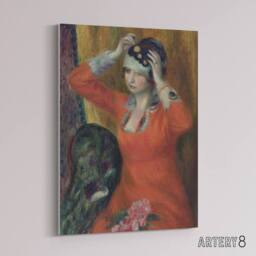 "Artery8 Woman in Red Dress Pinning on Hat Glackens Canvas Wall Art Print - Size: W12"" x H16""" - thumbnail 2
