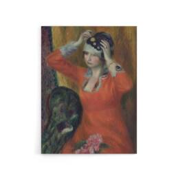 "Artery8 Woman in Red Dress Pinning on Hat Glackens Canvas Wall Art Print - Size: W12"" x H16""" - thumbnail 1