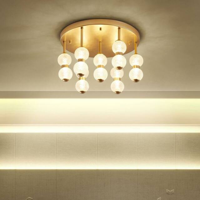 Wyld and Coco Round Pendant Light Gold Metal Frame Glass Shade Integrated LED 3000K - image 1