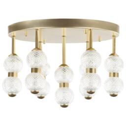 Wyld and Coco Round Pendant Light Gold Metal Frame Glass Shade Integrated LED 3000K - thumbnail 2