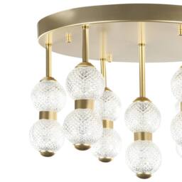 Wyld and Coco Round Pendant Light Gold Metal Frame Glass Shade Integrated LED 3000K - thumbnail 4