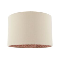 Happy Homewares Cream Linen Lamp Shade with Inner Pink & Red Floral Fabric Lining - Size: 12 inches - thumbnail 1