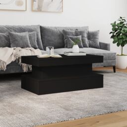 Berkfield Home Coffee Table with LED Lights Black 90x50x40 cm - Size: 90 x 50 x 40 cm - thumbnail 4