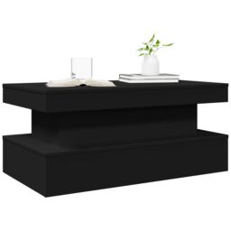Berkfield Home Coffee Table with LED Lights Black 90x50x40 cm - Size: 90 x 50 x 40 cm - thumbnail 6