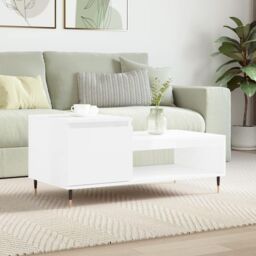Coffee Table High Gloss White 100x50x45 cm Engineered Wood