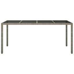 Berkfield Home Garden Dining Table Grey 190x90x75 cm Poly Rattan - Size: 190 x 90 x 75 cm - thumbnail 3