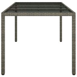 Berkfield Home Garden Dining Table Grey 190x90x75 cm Poly Rattan - Size: 190 x 90 x 75 cm - thumbnail 4