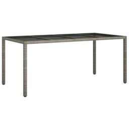 Berkfield Home Garden Dining Table Grey 190x90x75 cm Poly Rattan - Size: 190 x 90 x 75 cm - thumbnail 2