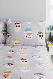 Catherine Lansfield 'Christmas Santa Spec-Tacular' Reversible Duvet Cover Set in Grey - Size: King - thumbnail 4