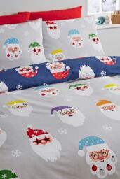 Catherine Lansfield 'Christmas Santa Spec-Tacular' Reversible Duvet Cover Set in Grey - Size: King - thumbnail 5