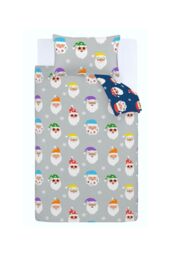 Catherine Lansfield 'Christmas Santa Spec-Tacular' Reversible Duvet Cover Set in Grey - Size: King - thumbnail 6