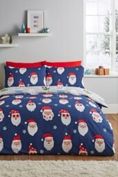 Catherine Lansfield 'Christmas Santa Spec-Tacular' Reversible Duvet Cover Set in Grey - Size: King - thumbnail 3