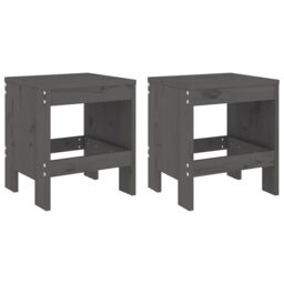Berkfield Home Garden Stools 2 pcs Grey 40x36x45 cm Solid Wood Pine - Size: 40 x 36 x 45 cm - thumbnail 2