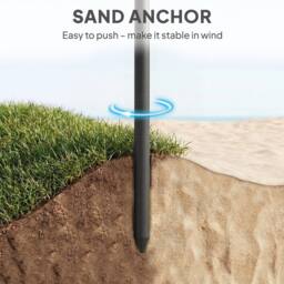 OUTSUNNY 1.8 m Beach Umbrella Parasol with Sand Anchor, Tilt, Blue/White in Blue - thumbnail 6