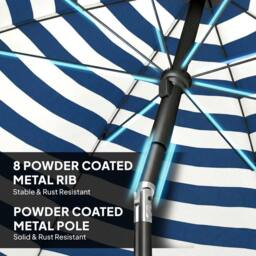 OUTSUNNY 1.8 m Beach Umbrella Parasol with Sand Anchor, Tilt, Blue/White in Blue - thumbnail 7
