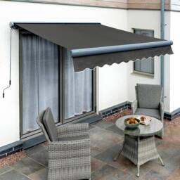 Primrose Awnings Retractable Electric Full Cassette Charcoal Frame Patio Awning 5m x 3m in Dark Grey - thumbnail 1