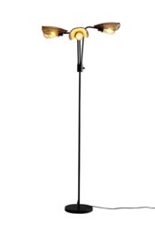 Living and Home Paper Rope String-Wrapped Lampshade 3-Light Floor Lamp in Black - thumbnail 5