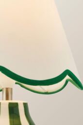 ValueLights Everie Green Stripe Curved Table Lamp with Scalloped Lamp Shade in Bright Green - thumbnail 4