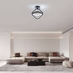 COMELY Square Hallway Light, 22W Modern Mini LED Ceiling Light Fixtures, 6500K in Black - thumbnail 3