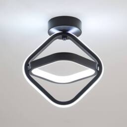 COMELY Square Hallway Light, 22W Modern Mini LED Ceiling Light Fixtures, 6500K in Black - thumbnail 1
