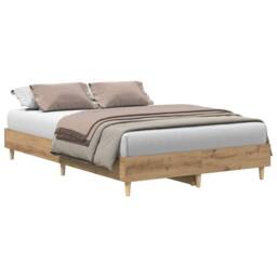 Berkfield Home Bed Frame No Mattress Artisan Oak 120x190 cm Small Double Enginee in Brown - thumbnail 1