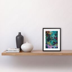 "Artery8 Wall Art Print Tropical Jungle Forest Vibrant Colour Artwork Framed 9X7 Inch in Black - Size: W7"" x H9""" - thumbnail 2